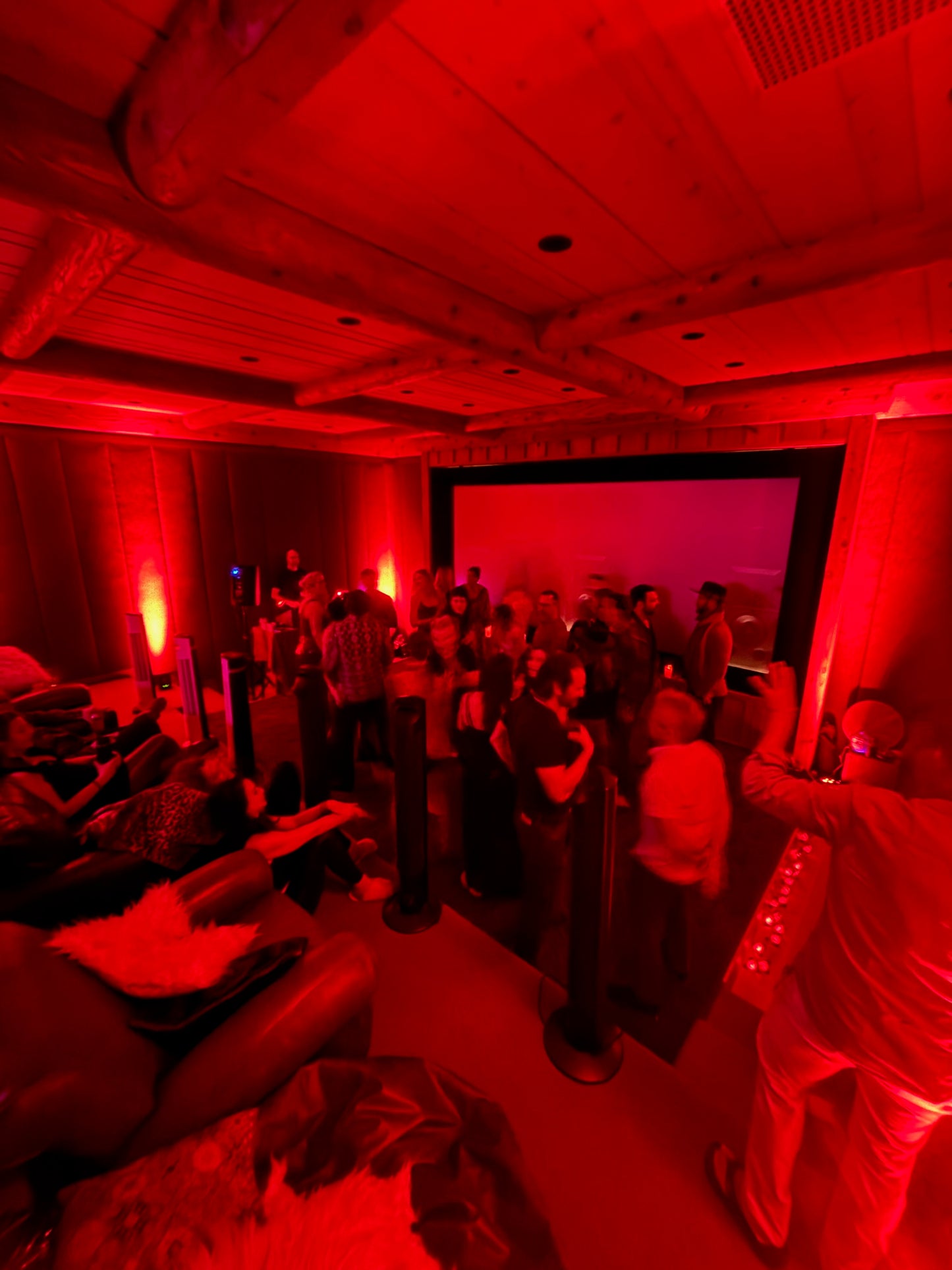 A dance party happening on an installation of Crescendo Bass Tiles
