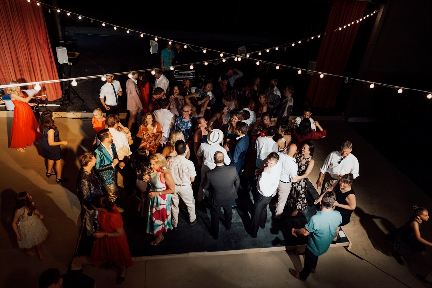 A temporary Crescendo Bass Tile installation being used as a dance floor at a wedding.